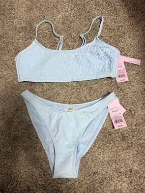 NWT Target Light Blue Women's Bikini Set top size medium and bottoms size xs